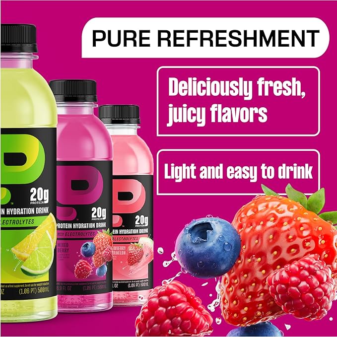 Protein2o Hydration Drink - 2-in-1 Liquid Clear Whey Protein Isolate and Electrolyte Drink - 20g