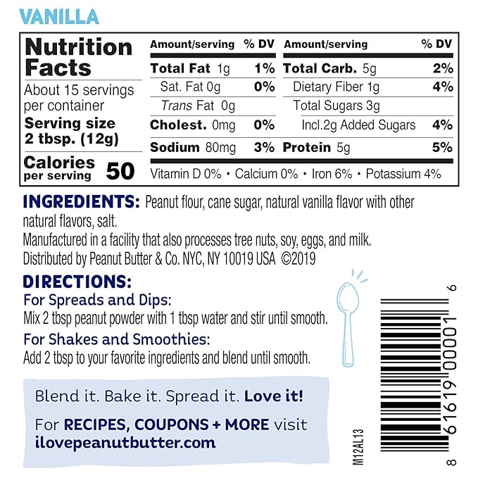 Peanut Butter & Co. Vanilla Peanut Powder, Non-GMO Project Verified, Gluten Free, Vegan, 6.5 Ounce