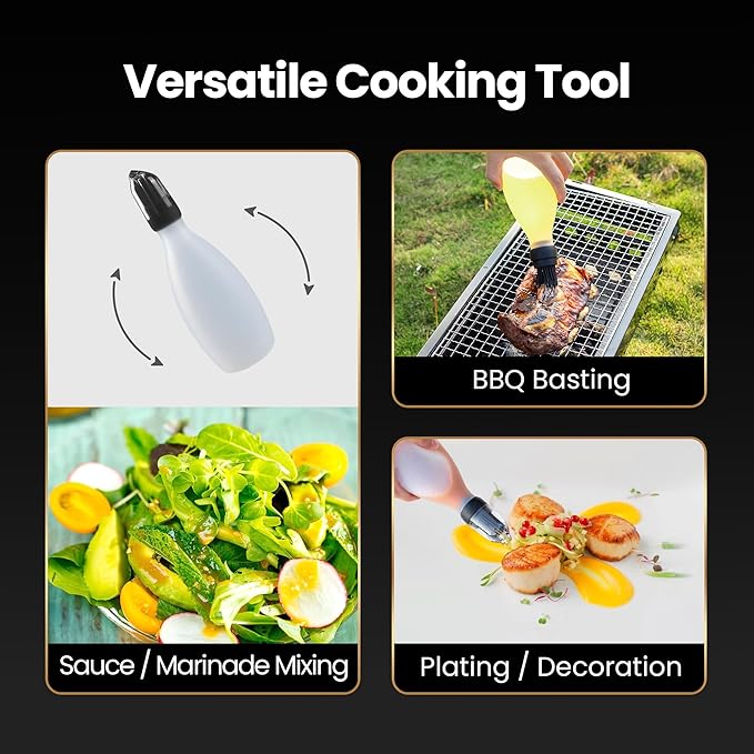 Silicone Pastry Brush, All-in-One Silicone Basting Brush with Sauce Bottle, Heat Resistant BBQ