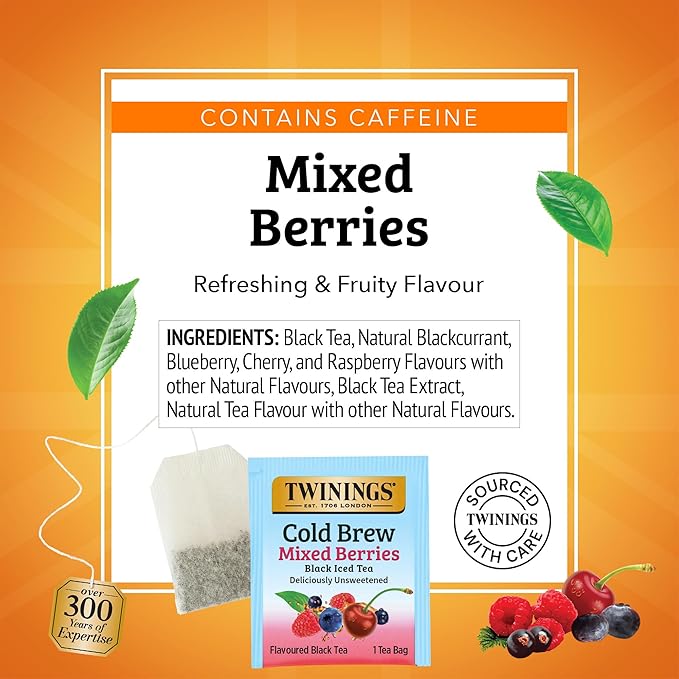 Twinings Mixed Berries Cold Brew Iced Tea Bags, 20 Count (Pack of 1), Unsweetened Flavoured Black