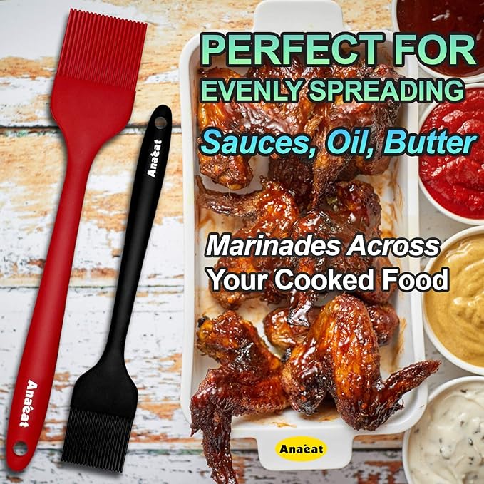 Anaeat High Heat Resistant Silicone Basting Pastry Brush Set of 3- Hygienic One-Pieces Design