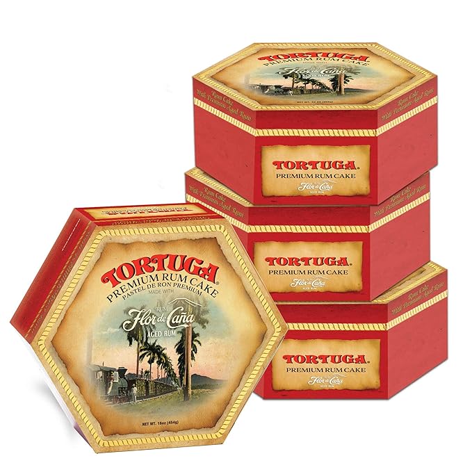 TORTUGA Caribbean Flor de Cana Rum Cake w/walnuts- 16 oz Rum Cake - 4 Pack - The Perfect Premium
