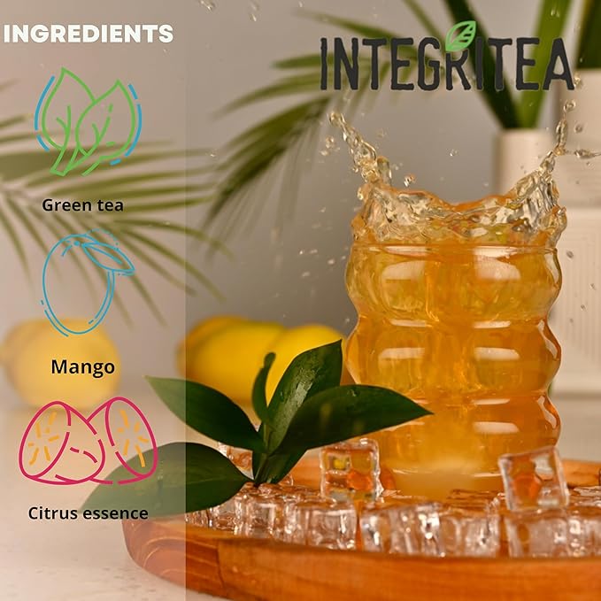 IntegriTEA Green Mango Flavored Green Tea, 6 Organic Unsweetened Iced Tea Bags, 6 Gallons, Hot or