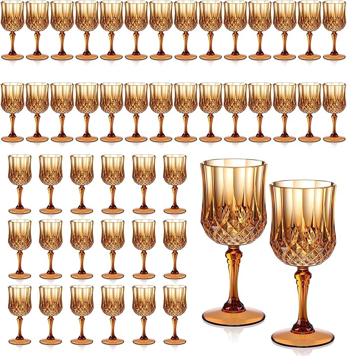 XUWAIDSGN 7oz Plastic Vintage Wine Glasses Drinking Glasses Unbreakable Wedding Glassware Crystal