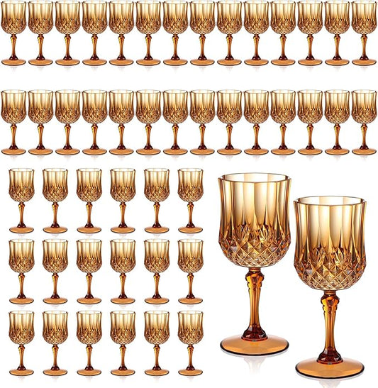 XUWAIDSGN 7oz Plastic Vintage Wine Glasses Drinking Glasses Unbreakable Wedding Glassware Crystal