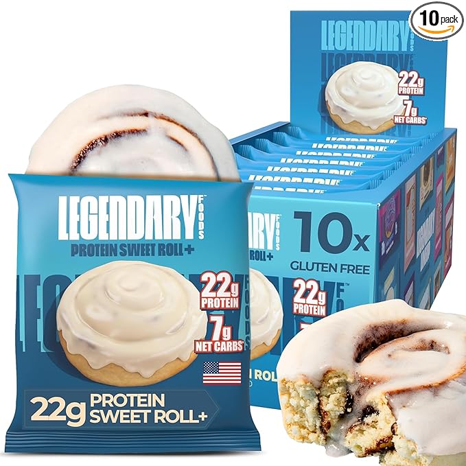 Legendary Foods 22g Protein Cinnamon Roll - Premium High Protien Bars, Low Carb Meal Replacement