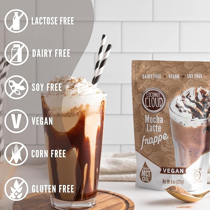 Coconut Cloud: Mocha Frappe Frozen Blended Iced Coffee Latte Mix | Instant: Add Ice + Favorite