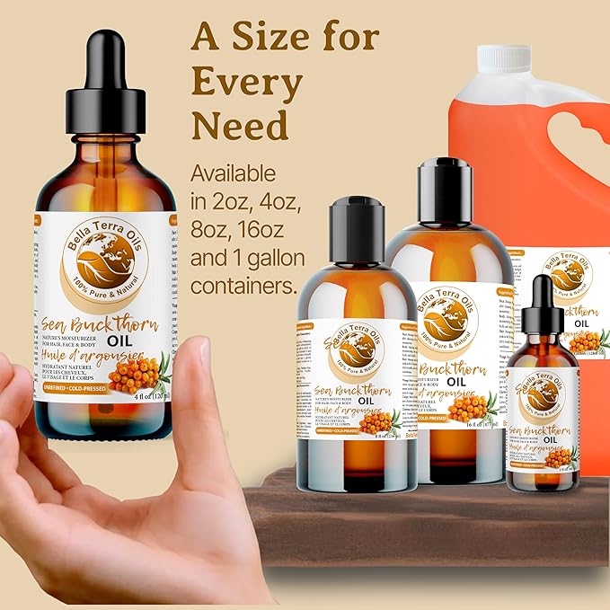 Bella Terra Oils - Seabuckthorn Berry Oil 4oz - Experience Nature's Luxurious Touch, Brimming with