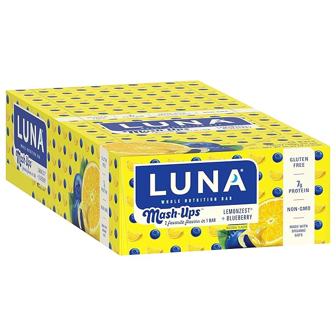 LUNA Bar - Mash-Ups LemonZest + Blueberry Flavor - Snack Bars - Non-GMO - Gluten-Free Protein Bars