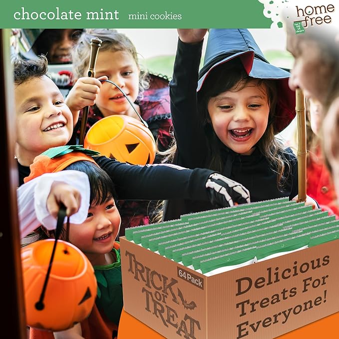 Homefree Chocolate Mint Mini Cookies, Gluten Free, Nut Free, Vegan, Individually Wrapped Packs