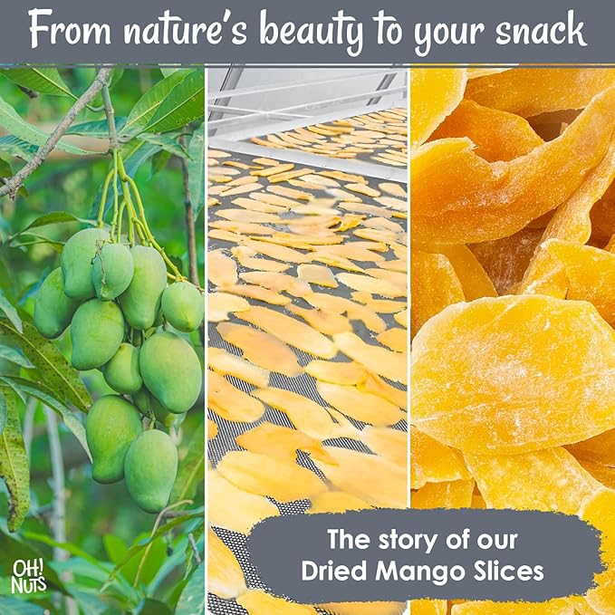Oh! Nuts Dried Mango - Dehydrated Mango Slices - Dried Mango Fruit - 1 lb - Packed in New York