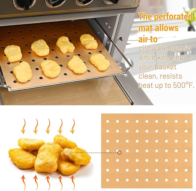WMKGG 3 Pack Air Fryer Oven Liners Set, 9 x 11 Inch Reusable Non-Stick Toaster Oven Mats Compatible