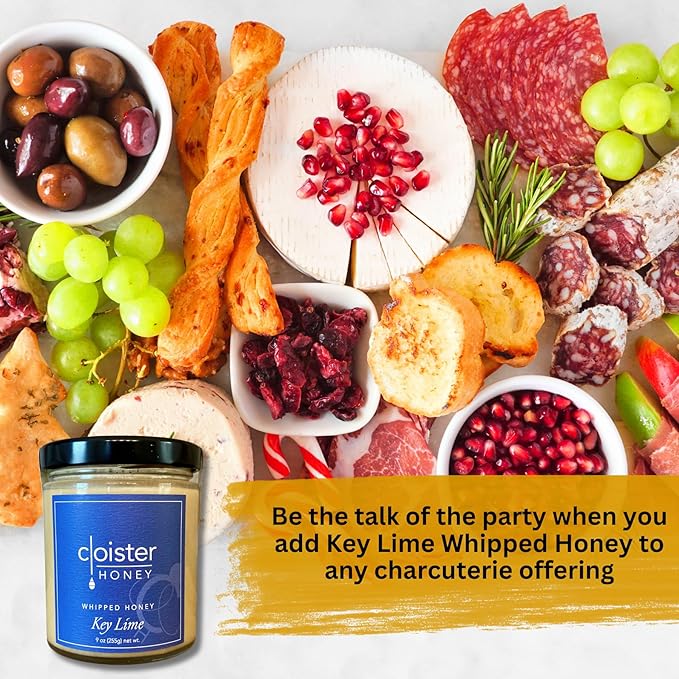 Cloister Honey Whipped Honey - Key Lime (9 oz) | Hand Crafted | Raw Artisan Honey | 100% Pure, Raw