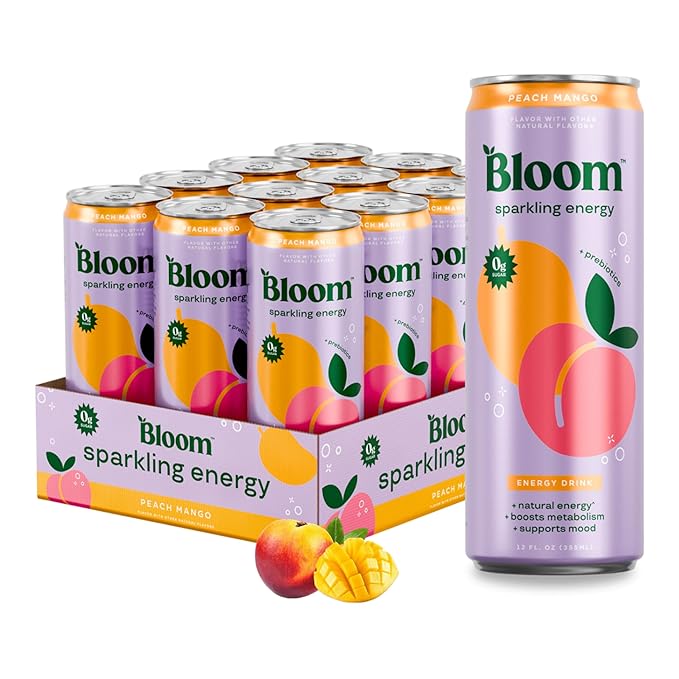 Bloom Nutrition Sparkling Energy Drink - Natural Caffeine, Zero Sugar, 180mg Caffeine