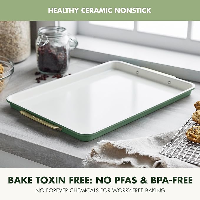 GreenPan Bakeware 13"x18" Half Baking Sheet Pan, Ceramic Nonstick Baking Pan, PFAS & BPA Free, Gold