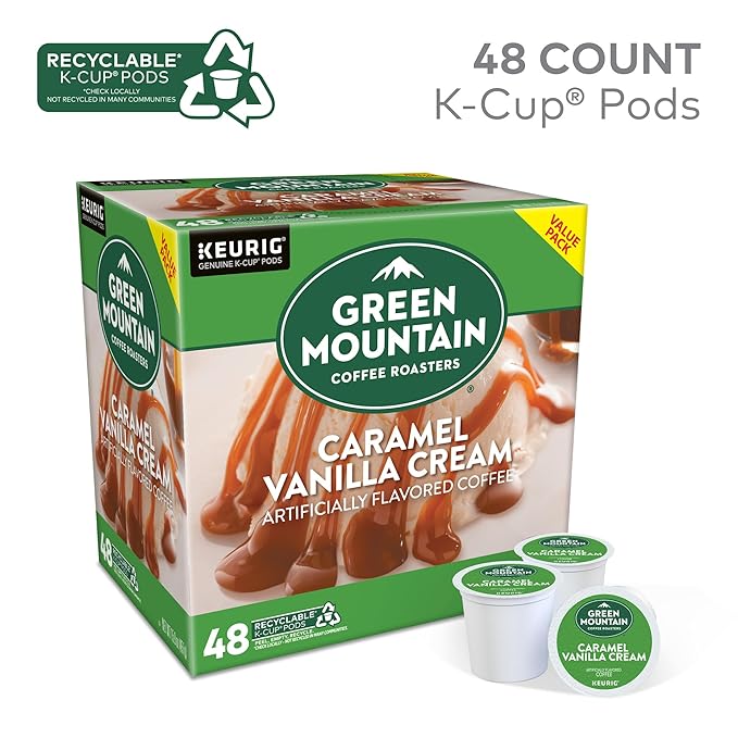Green Mountain Coffee Roasters Caramel Vanilla Cream, Single-Serve Keurig K-Cup Pods, Flavored
