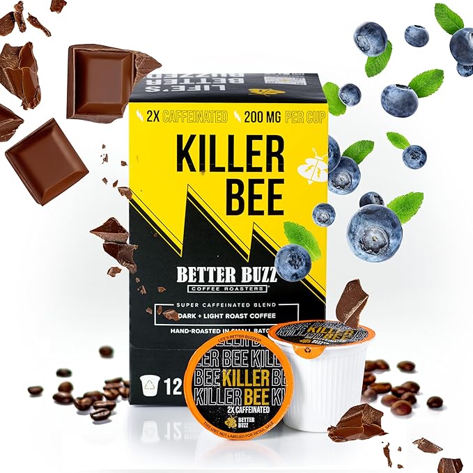 Better Buzz Killer Bee Super Caffeinated Dark Roast Light Roast Blend 12ct., California Solar