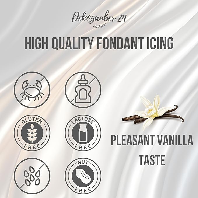 Dekozauber24 Fondant icing multipack, 5 colors, 3.5oz (100g) rolled fondant per color, for cakes