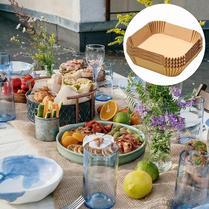 Air Fryer Liners Disposable,400PCS Victoyaw 9 Inch Square Air Fryer Parchment Paper Liners for