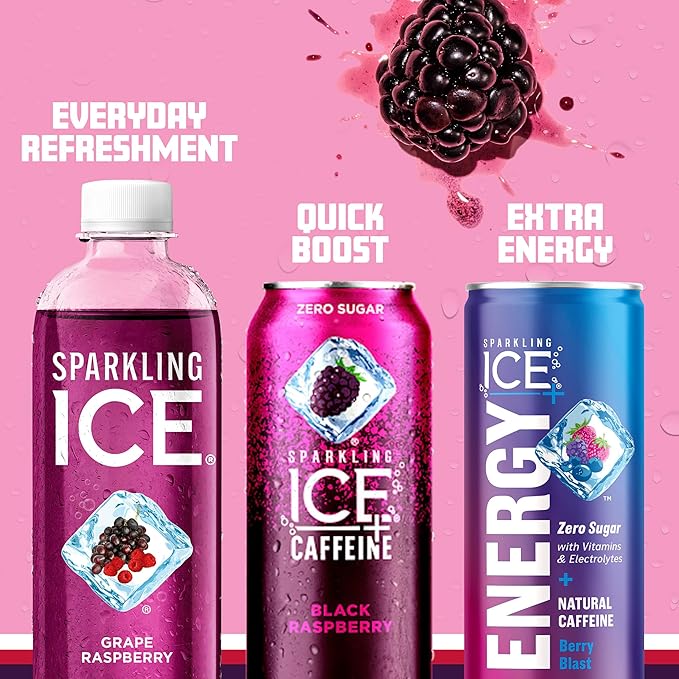 Sparkling Ice, Grape Raspberry Sparkling Water, Zero Sugar Flavored Water, with Vitamins and