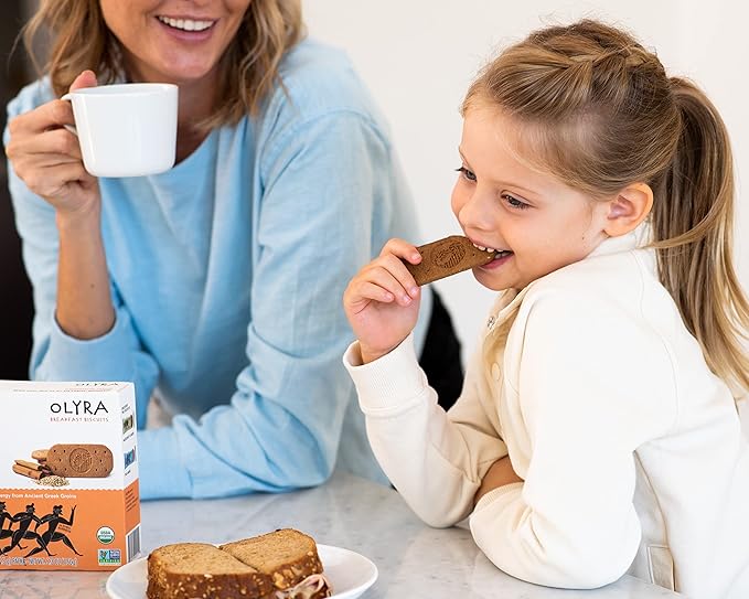 Olyra Breakfast Biscuits Cinnamon Tahini, Kids Healthy Snacks, Low Sugar, High Fiber, Plant-Based