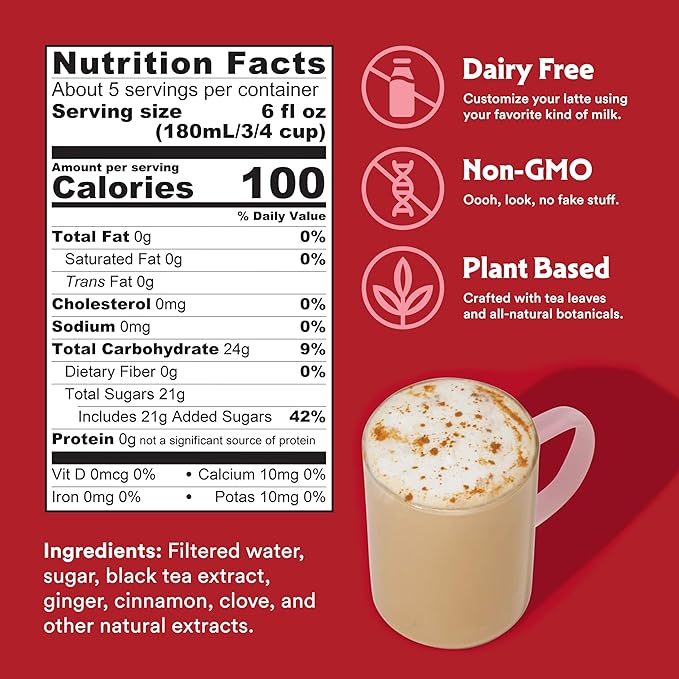 STASH Double Spice Chai Latte Concentrate - Barista Style Caffeinated Chai Tea Beverage - Crafted