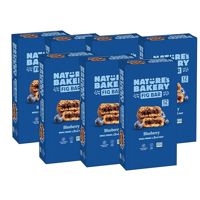 Nature?™s Bakery Whole Wheat Fig Bars, Blueberry, Real Fruit, Vegan, Non-GMO, Snack bar, 7 boxes