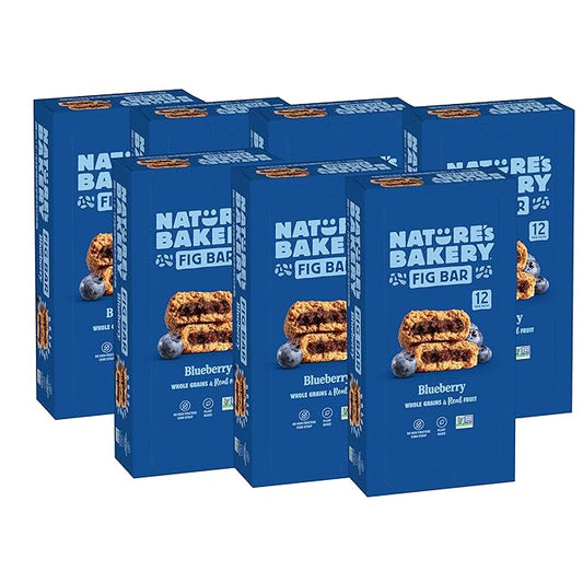 Nature?™s Bakery Whole Wheat Fig Bars, Blueberry, Real Fruit, Vegan, Non-GMO, Snack bar, 7 boxes