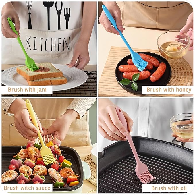 Silicone Basting Pastry Brush, Heat Resistant Silicone Brush Set for Cooking, One-Piece Design Oil