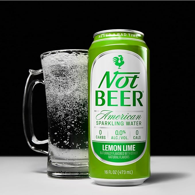 Not Beer American Sparkling Water, Lemon Lime, 99.9% Pure, Mineral & Electrolyte Blend, Flavored