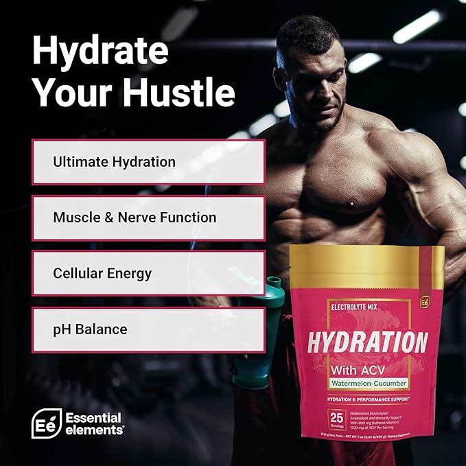 Essential Elements Hydration Packets - Watermelon Cucumber Pack - Sugar Free Electrolytes Powder