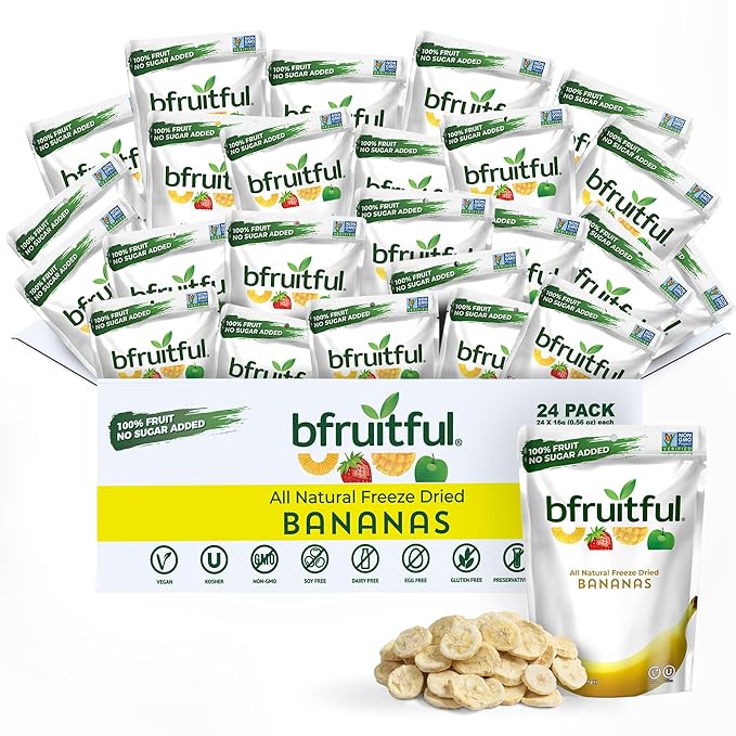 bfruitful Freeze-Dried Banana, Freeze Dried Fresh Fruit Bites, Gluten Free, Vegan, Dairy Free