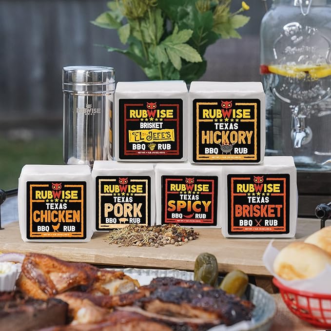 RubWise Texas Style BBQ Rub Gift Set (6 x 1 lb bags) | Meat Spice and Seasoning Variety Pack |