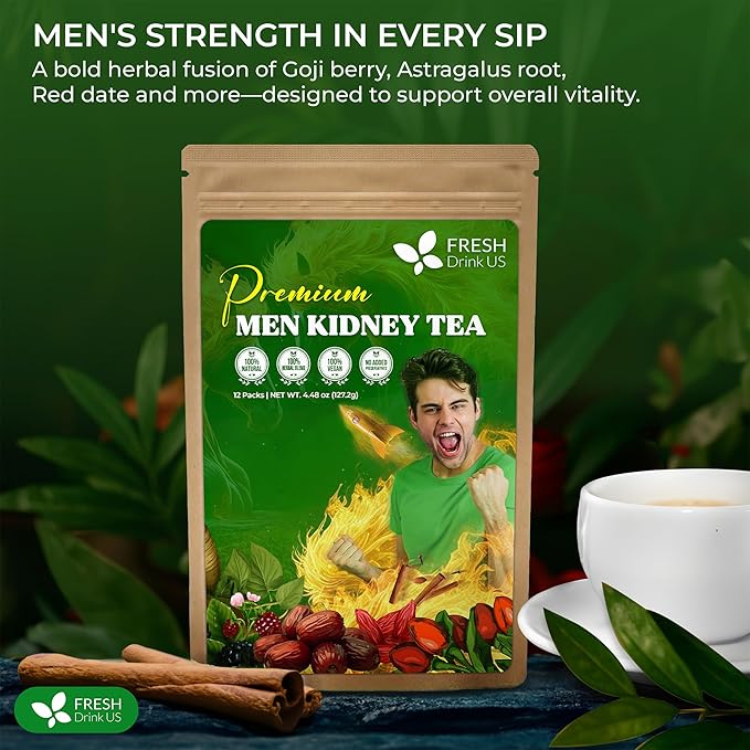 FreshDrinkUS, 12 Packs of Premium Herbal Kidney Support Tea ??Ginseng Six Treasure Blend, 9