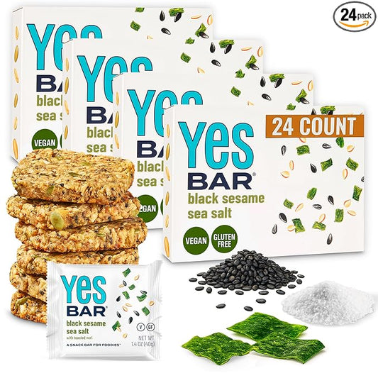 The YES Bar ??Black Sesame Sea Salt ??Plant Based Protein, Decadent Snack Bar ??Vegan, Paleo