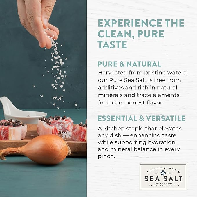 Pure Sea Salt by FLORIDA PURE 80+ Mineral Sea Salt Unrefined, Non Iodized, Addititive-free, Natural