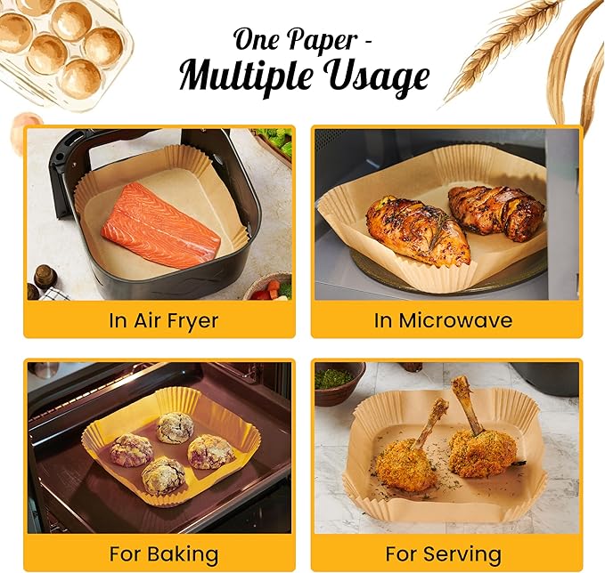 250 pcs Air Fryer Liners, Disposable Airfryer Paper Liners ??Non-Stick and Oil Proof for Easy