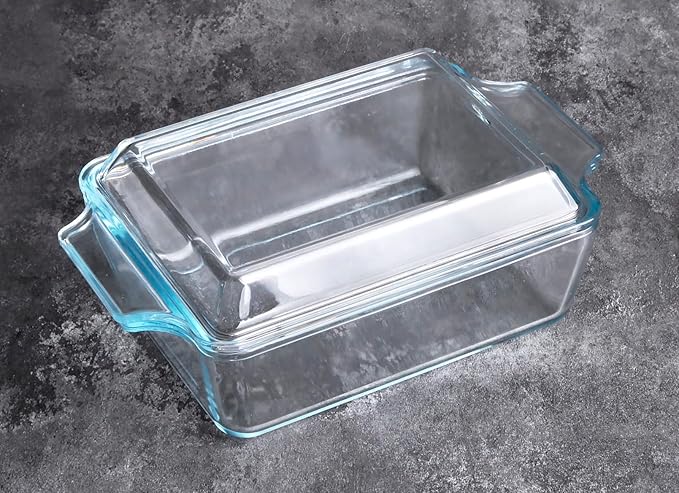 Rectangular Tempered Glass Casserole Dish, Tempered Glass Baking Dish with Glass Cover. Oven
