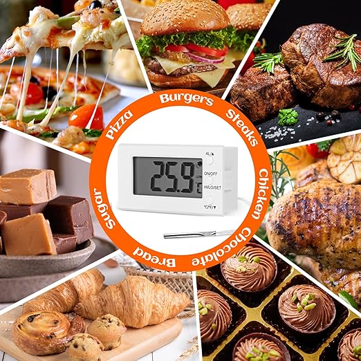 2 Packs Digital Oven Thermometer -58°F to 572°F/-50°C-300°C, Thermometer with Probe, High Low