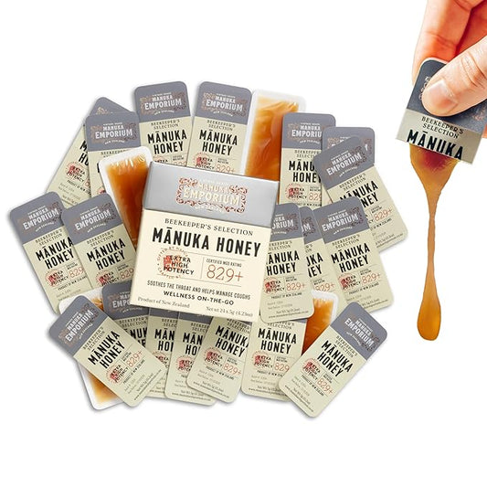 Manuka Emporium Raw Manuka Honey Packets MGO 829+ | 24 x 0.18oz Extra-Potent Snaps | Certified