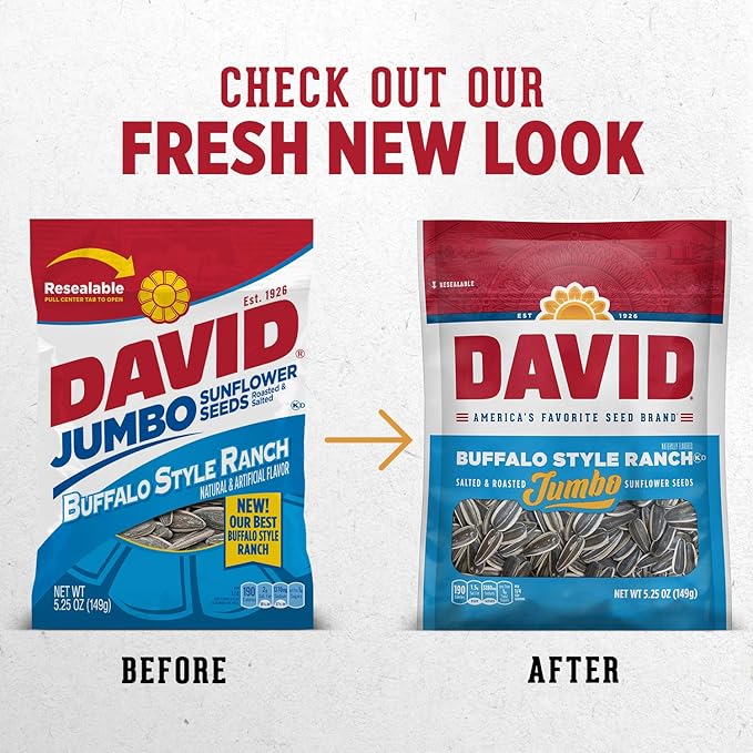 DAVID Seeds Roasted and Salted Spicy Queso Jumbo Sunflower Seeds, Keto Friendly, 5.25 Ounce (Pack