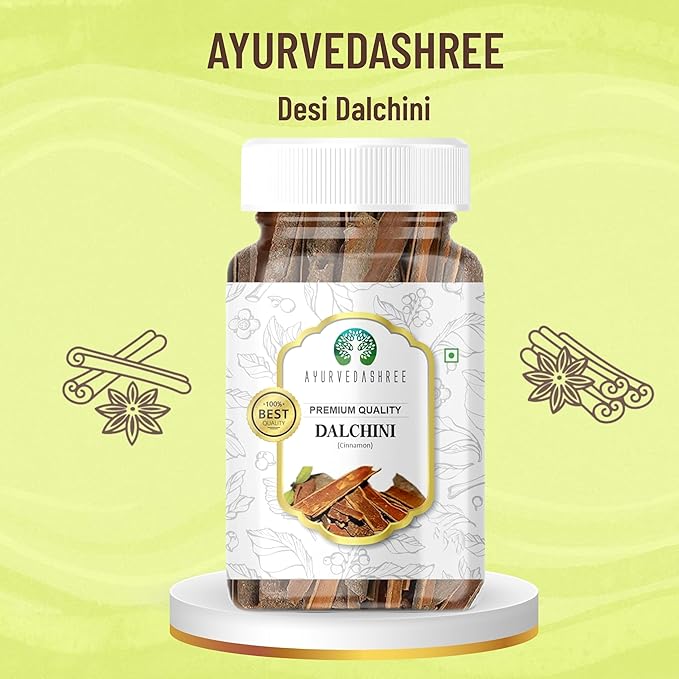 AYURVEDASHREE Cinnamon (Desi Dalchini) 60gm PET Jar | All Natural | Vegan | No Colors | NON-GMO |