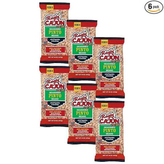 Seasoned Piñto Beans 16 oz Ragin Cajun (Pack of 6)