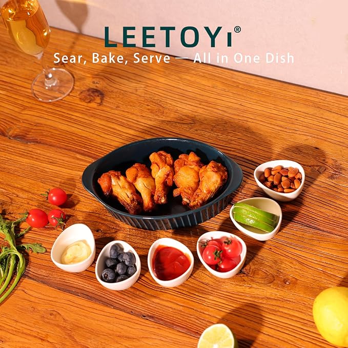 LEETOYI Porcelain Small Oval Au Gratin Pans,Set of 4 Baking Dish Set for 1 or 2 person servings