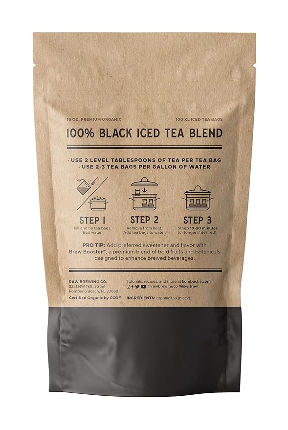 The Southern Standard - Premium Organic Iced Tea Bags - 100% Black Blend,100 XL Bags (1 Pound.