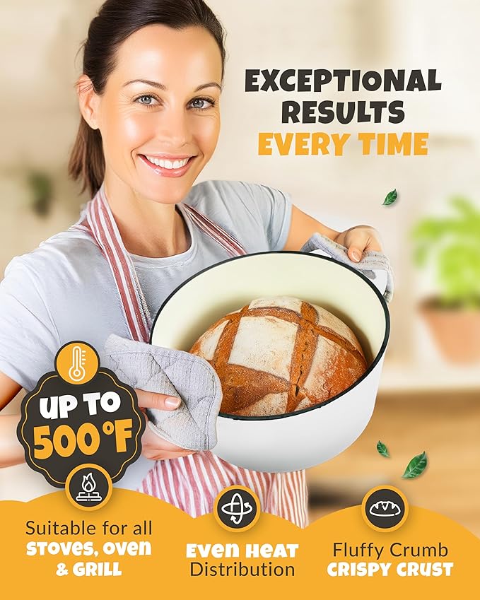 Dutch Oven for Bread Baking - incl. Sourdough Bread-Baking Supplies like Banneton Bread-Proofing