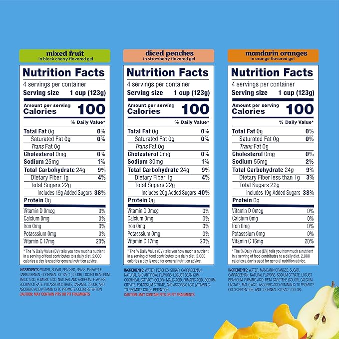 Dole Diced Peaches, Mandarin Oranges, and Mixed Fruit in Gel Variety Pack - Dole Fruit Bowls Snacks
