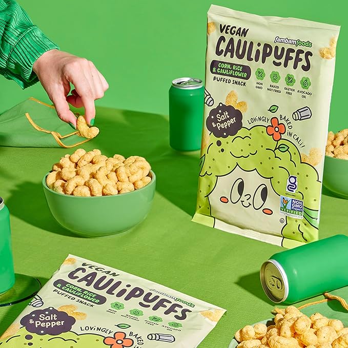 CauliPuffs - Corn, Rice, and Cauliflower Gluten Free Puffed Snack (15 x 0.75oz Bags, Vegan Salt &