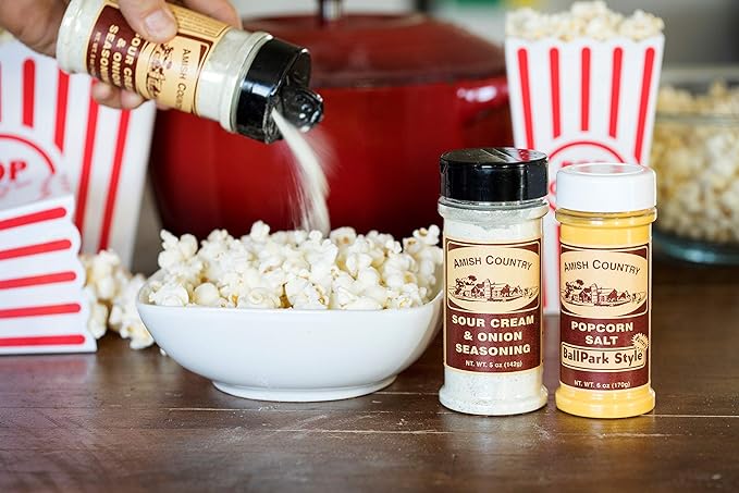 Amish Country Popcorn | Seasoning Variety Pack | Ballpark Style Buttersalt - 5.5 oz and Sour Cream
