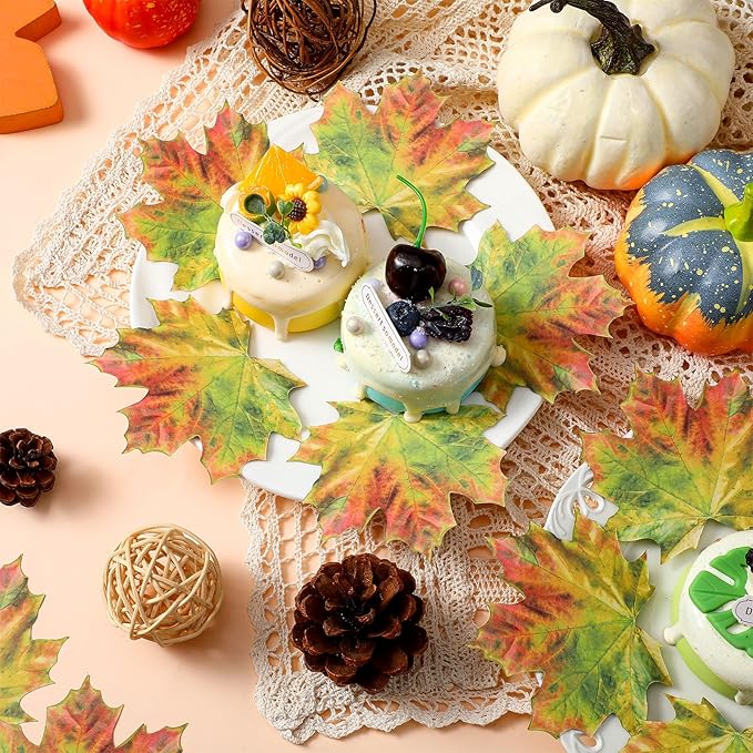 100 Pieces Parchment Fall Leaves Thanksgiving Cheese Paper Parchment Autumn Leaves Double Sided